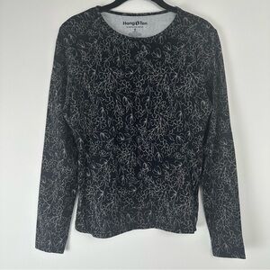 Hang Ten‎ Women's Swim Shirt Size Small Black UV Protection UPF 50+ Floral